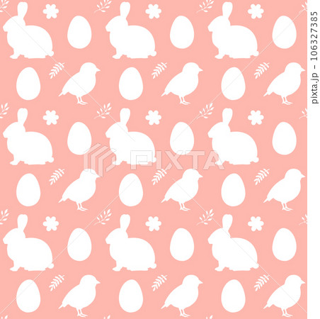 Vector seamless pattern of Easter rabbit chick 106327385
