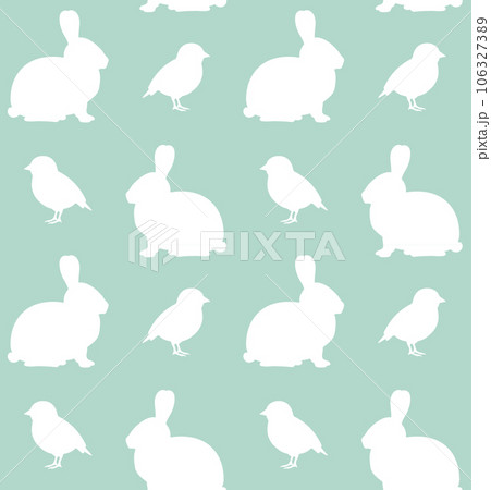 Vector seamless pattern of Easter rabbit and chick Vector seamless pattern of Easter rabbit and chick 106327389