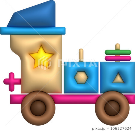 3d icon children's constructor train with trailers. The concept of preschool education. 106327624