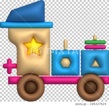 3d icon children's constructor train with trailers. The concept of preschool education. 106327624