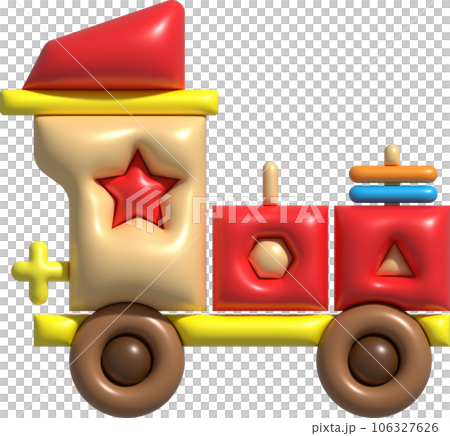 3d icon children's constructor train with trailers. The concept of preschool education. 106327626
