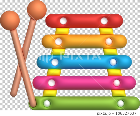 3d icon.Cute xylophone toy, music instrument for kids.Minimal style. 106327637