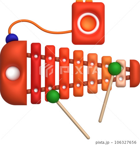 3d icon.Cute xylophone toy, music instrument for kids.Minimal style. 106327656
