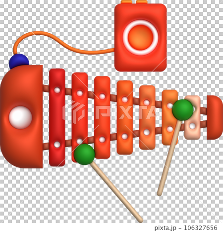 3d icon.Cute xylophone toy, music instrument for kids.Minimal style. 106327656