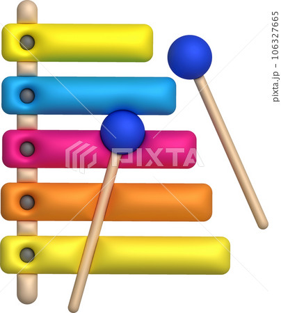 3d icon.Cute xylophone toy, music instrument for kids.Minimal style. 106327665