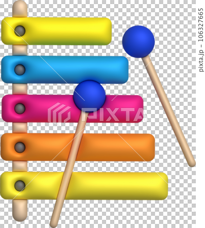 3d icon.Cute xylophone toy, music instrument for kids.Minimal style. 106327665