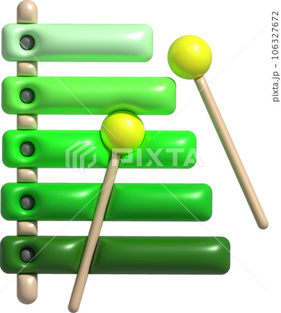 3d icon.Cute xylophone toy, music instrument for kids.Minimal style. 106327672