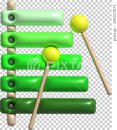 3d icon.Cute xylophone toy, music instrument for kids.Minimal style. 106327672