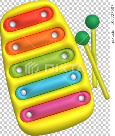 3d icon.Cute xylophone toy, music instrument for kids.Minimal style. 106327687