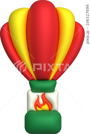 3d icon. Travel with hot air balloon flying gas and clouds. Minimal style icon. 3d icon. Travel with hot air balloon flying gas and clouds. Minimal style icon. 106327699