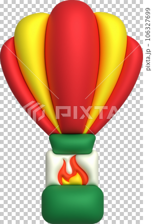 3d icon. Travel with hot air balloon flying gas and clouds. Minimal style icon. 3d icon. Travel with hot air balloon flying gas and clouds. Minimal style icon. 106327699