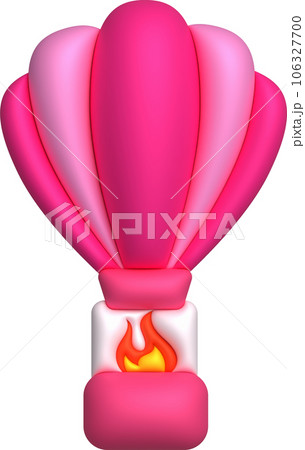3d icon. Travel with hot air balloon flying gas and clouds. Minimal style icon. 3d icon. Travel with hot air balloon flying gas and clouds. Minimal style icon. 106327700