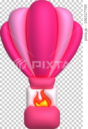 3d icon. Travel with hot air balloon flying gas and clouds. Minimal style icon. 3d icon. Travel with hot air balloon flying gas and clouds. Minimal style icon. 106327700
