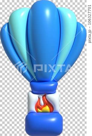 3d icon. Travel with hot air balloon flying gas and clouds. Minimal style icon. 106327701