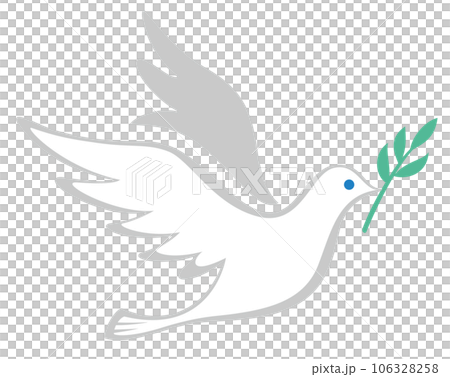 拍打白鴿（橄欖枝）/鴿子剪影的彩色插圖 106328258