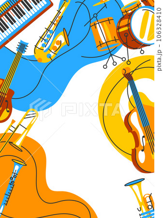 Poster with musical instruments. Jazz, blues and classical music. 106328410