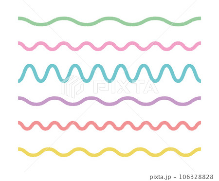 Wavy grunge line set in white background. Simple color outline design elements. 106328828