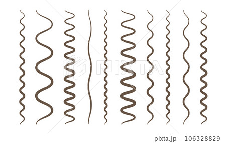 Doodle Ink brushes wavy line set. Textures outline icons. 106328829