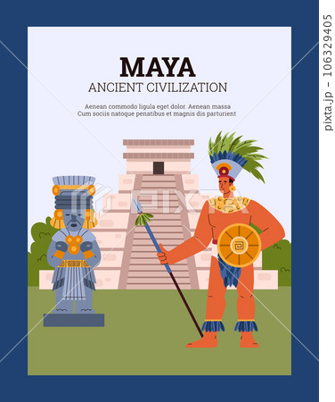 Poster or vertical banner about Maya ancient civilization flat style, vector illustration 106329405
