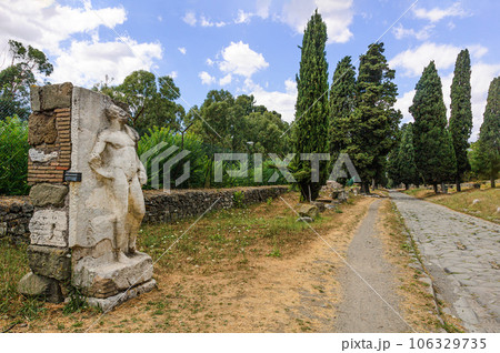 View of the Appian Way with statue of heroic nude View of the Appian Way with statue of heroic nude 106329735