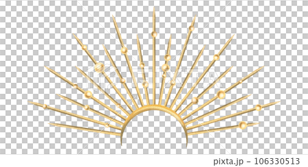 Gold metal crown with rays and beads. Hand drawn watercolor illustration for day of the dead, halloween, Dia de los muertos. Isolated object on a white background. 106330513