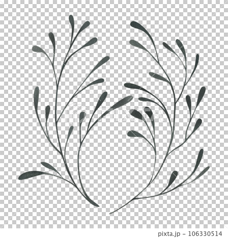 Black graceful thin abstract twigs. Hand drawn watercolor illustration for day of the dead, halloween, Dia de los muertos. Isolated object on a white background. 106330514