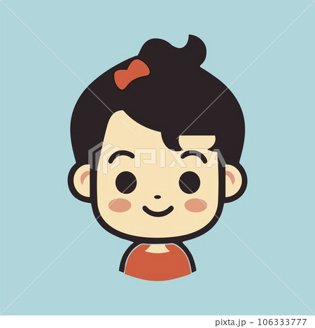 Cartoon Girl with Red Bow Illustration Cartoon Girl with Red Bow Illustration 106333777