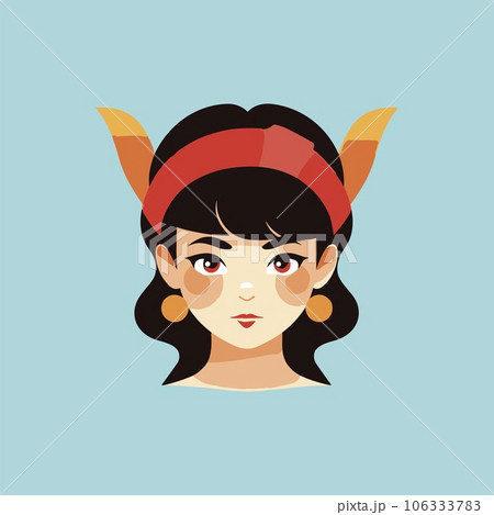Feminine Avatar Illustration On Blue Background 106333783