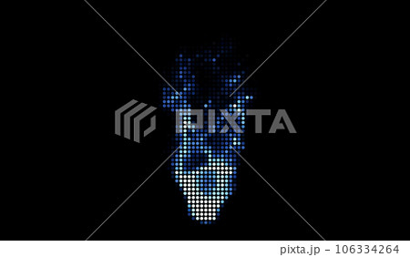 Halftone dots blue Burning sparks fire on black background 106334264