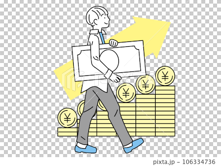 お札を持った男性　お金が増えるイメージ 106334736