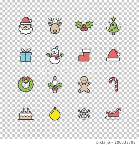 クリスマスのカラーアイコンセット クリスマスのカラーアイコンセット 106335508