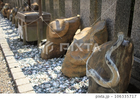 金蛇水神社 蛇模様が浮かび上がる蛇紋石の写真素材 [106335717] - PIXTA