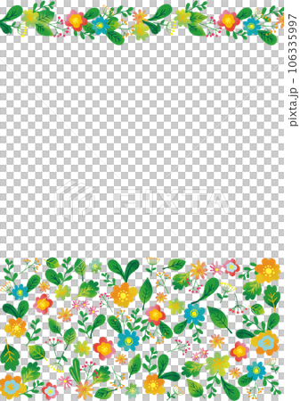 北欧風 水彩タッチ花フレーム 縦 北欧風 水彩タッチ花フレーム 縦 106335997