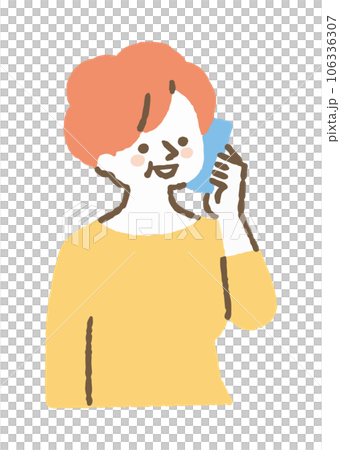 Elderly woman talking to someone on mobile phone_color 106336307