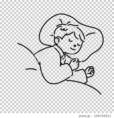 男孩安靜地睡覺線畫 106336912