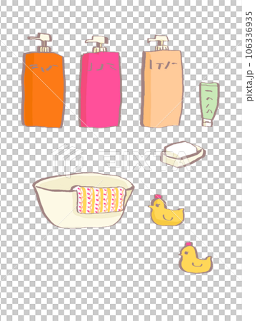 simple and cute hand drawn bath set illustration simple and cute hand drawn bath set illustration 106336935