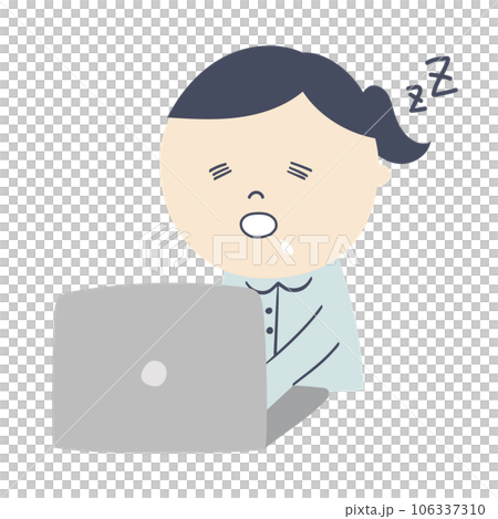 一個昏昏欲睡的職員的插圖 一個昏昏欲睡的職員的插圖 106337310