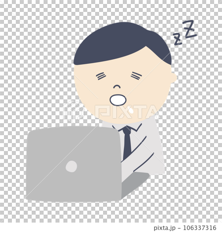 一個昏昏欲睡的辦公室工作人員的插圖 106337316