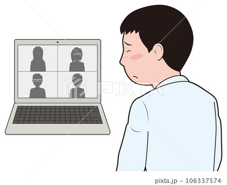 Web会議で照れる男性 Web会議で照れる男性 106337574