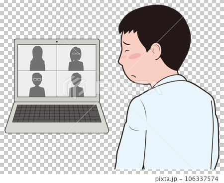 Web会議で照れる男性 Web会議で照れる男性 106337574