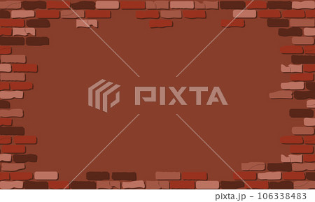 Brick wall crack brown surface for copy space vector background. brown tone brick wall on brown backdrop 106338483