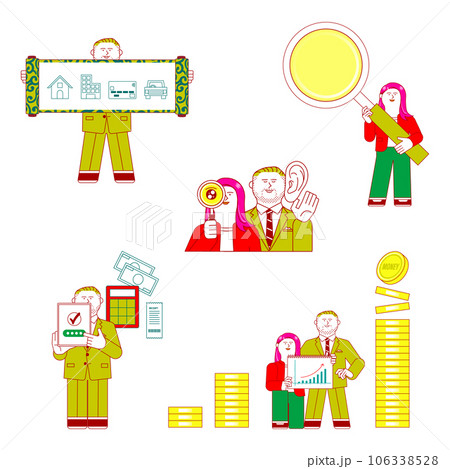お金にまつわるビジネスパーソンのセット 106338528