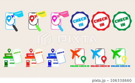 Collection Place check-in, plane ticket...のイラスト素材 [106338660] - PIXTA