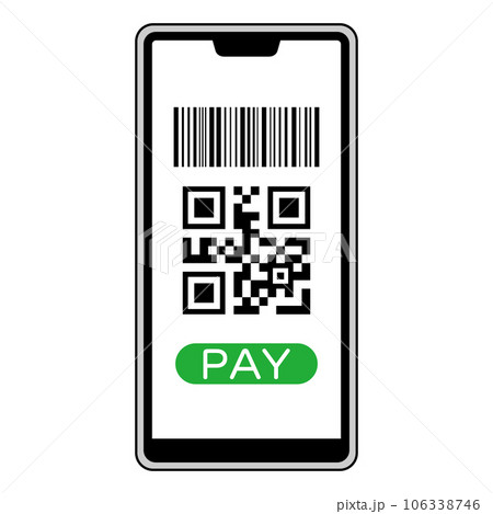 キャッシュレス決済画面が表示されたスマートフォン 106338746