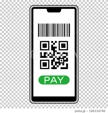 キャッシュレス決済画面が表示されたスマートフォン 106338746