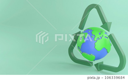 3D rendering global recycle , recycle symbol around earth model, save the planet and energy concept 106339684