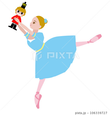 シンプルなバレリーナのイラスト_バレエくるみ割り人形でクララを踊る女の子のイメージ シンプルなバレリーナのイラスト_バレエくるみ割り人形でクララを踊る女の子のイメージ 106339727
