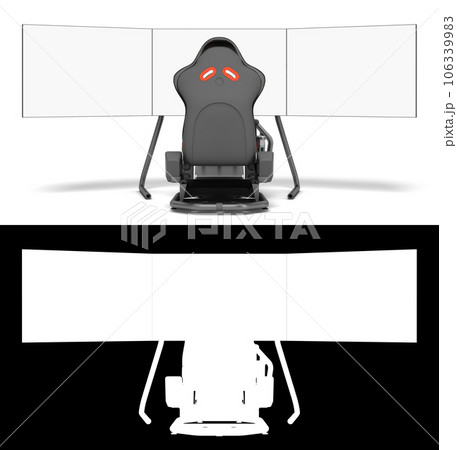 modern car game simulator back view 3d render on white with alpha 106339983