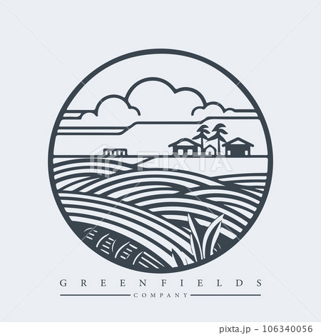 Modern abstract vector logo template of fields and mountains Modern abstract vector logo template of fields and mountains 106340056