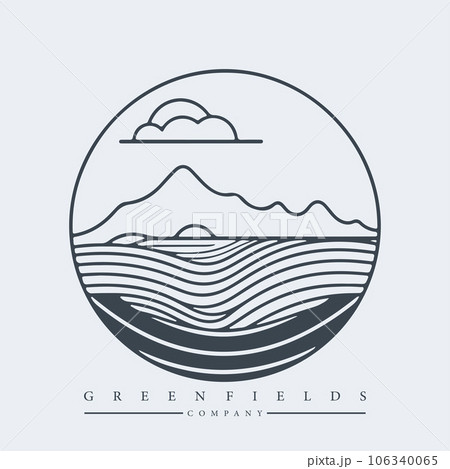Modern abstract vector logo template of fields and mountains Modern abstract vector logo template of fields and mountains 106340065